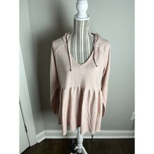 Torrid Plus SZ 2 Pink Hooded V-neck Peplum Sweatshirt Super Soft Cozy